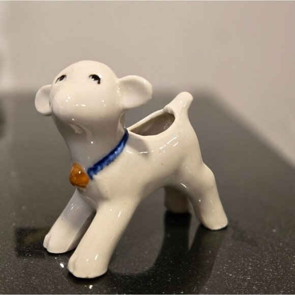 VTG Occupied Japan Lamb Calf mini planter toothpick holder Adorable ceramic - Picture 1 of 12